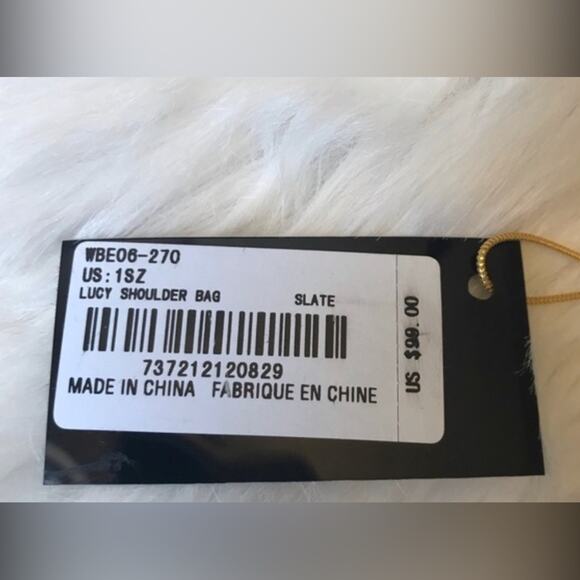 BEBE Grey Chain Shoulder Bag Gold Accents - Picture 4 of 8